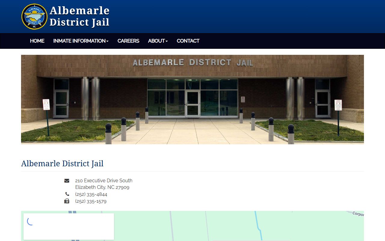 Albemarle District Jail contact page for Gates County inmate records